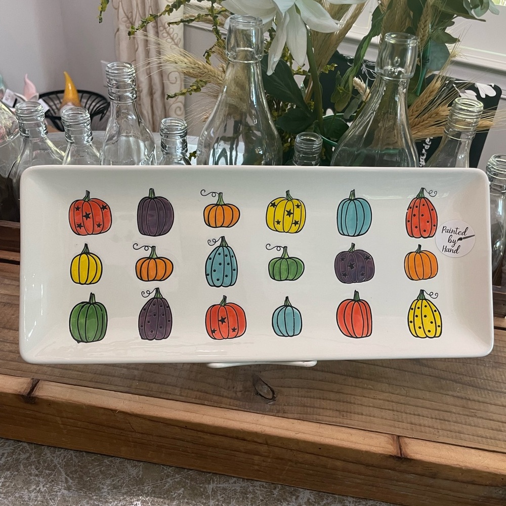 LANG MULTI COLORED “PUMPKIN FALL HALLOWEEN FEST” 
15” SERVING TRAY
